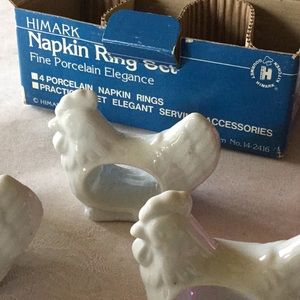 Himark Hen Porcelain Napkin Ring Set, Unused